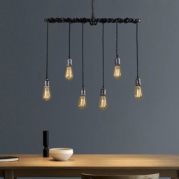Industrial 6-Light Plumbing Pipe Hanging Pendant Light for Kitchen Island - thumbnail 3