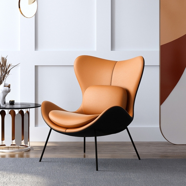 Leather Upholstered Wingback Accent Chair with Pillows - image 1