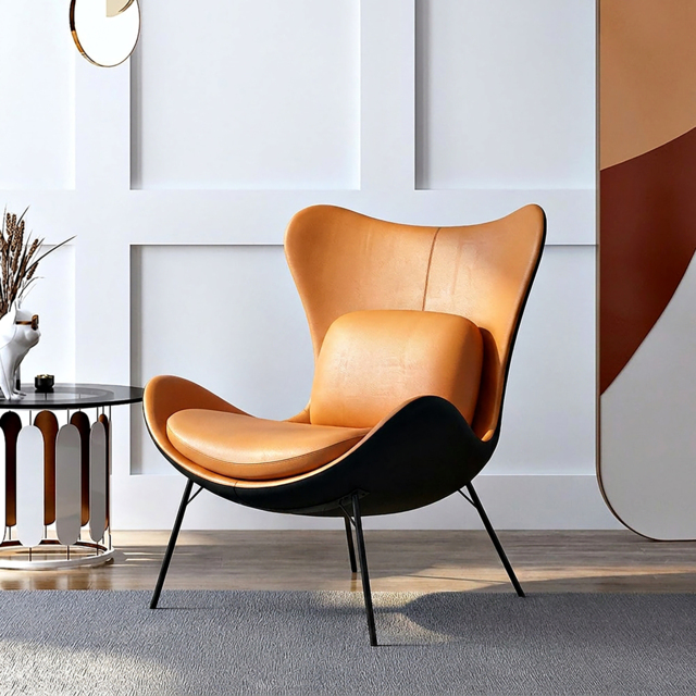 Leather Upholstered Wingback Accent Chair with Pillows - image 1