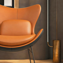 Leather Upholstered Wingback Accent Chair with Pillows - thumbnail 5