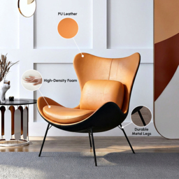 Leather Upholstered Wingback Accent Chair with Pillows - thumbnail 8