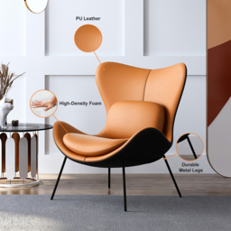Leather Upholstered Wingback Accent Chair with Pillows - thumbnail 8