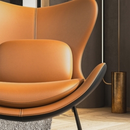 Leather Upholstered Wingback Accent Chair with Pillows - thumbnail 5