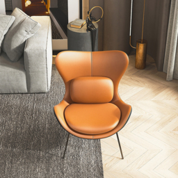 Leather Upholstered Wingback Accent Chair with Pillows - thumbnail 4