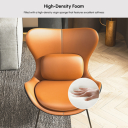 Leather Upholstered Wingback Accent Chair with Pillows - thumbnail 9