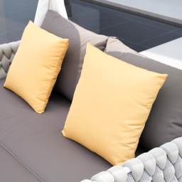 White Aluminium & Grey Woven Rope 2-Person Outdoor Patio Daybed with Canopy Curtains - thumbnail 2