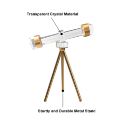 Modern Crystal Telescope Sculpture Ornament Art Decor with Gold Metal Tripod Stand - thumbnail 5