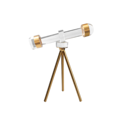 Modern Crystal Telescope Sculpture Ornament Art Decor with Gold Metal Tripod Stand - thumbnail 6