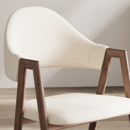 Set of 6 Linen Dining Chair Upholstered Curved Back Modern Warm White Dining Room Chairs - thumbnail 6
