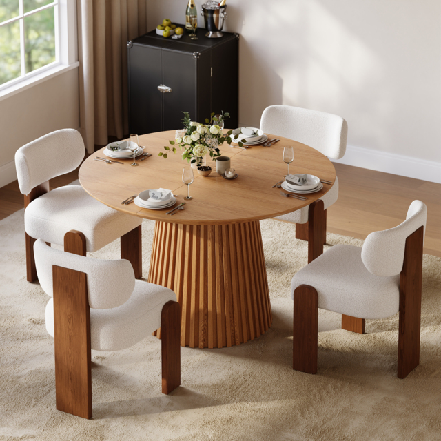 "Dining Set 47""–79"" Extendable Solid Wood Dining Table with 4 Chairs" - image 1