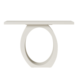 1000mm Modern White Console Table with Circle Base White Wooden Entryway Table - thumbnail 6