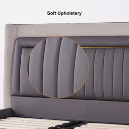 Queen Low Profile Platform Bed Upholstered Wingback Bed in Grey - thumbnail 7