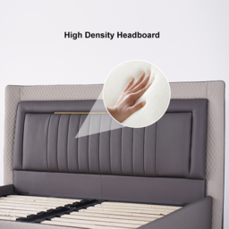Queen Low Profile Platform Bed Upholstered Wingback Bed in Grey - thumbnail 6