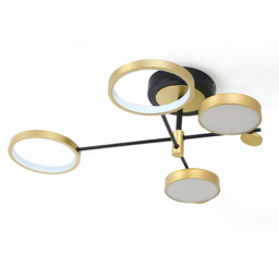Nordic Style Semi Flush Mount Lighting Gold/Black Ceiling Light Fixture LED Ring - thumbnail 9