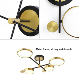 Nordic Style Semi Flush Mount Lighting Gold/Black Ceiling Light Fixture LED Ring - thumbnail 6