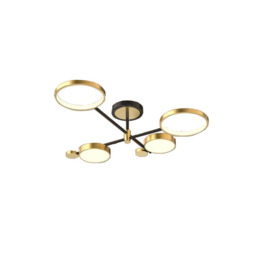 Nordic Style Semi Flush Mount Lighting Gold/Black Ceiling Light Fixture LED Ring - thumbnail 3