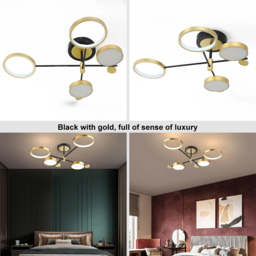 Nordic Style Semi Flush Mount Lighting Gold/Black Ceiling Light Fixture LED Ring - thumbnail 7