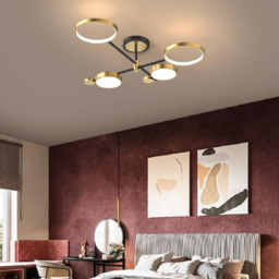 Nordic Style Semi Flush Mount Lighting Gold/Black Ceiling Light Fixture LED Ring - thumbnail 2