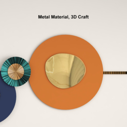 Modern Metal Wall Decor Geometric Round Home Wall Art Orange & Gold & Blue Living Room - thumbnail 9