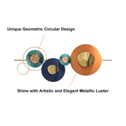 Modern Metal Wall Decor Geometric Round Home Wall Art Orange & Gold & Blue Living Room - thumbnail 8