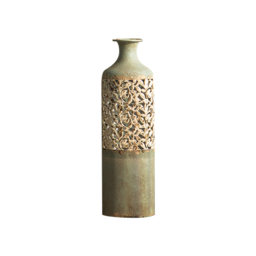 515mm French Country Large Metal Floor Vase Tall Home Geometric Decor Art Green & White - thumbnail 8