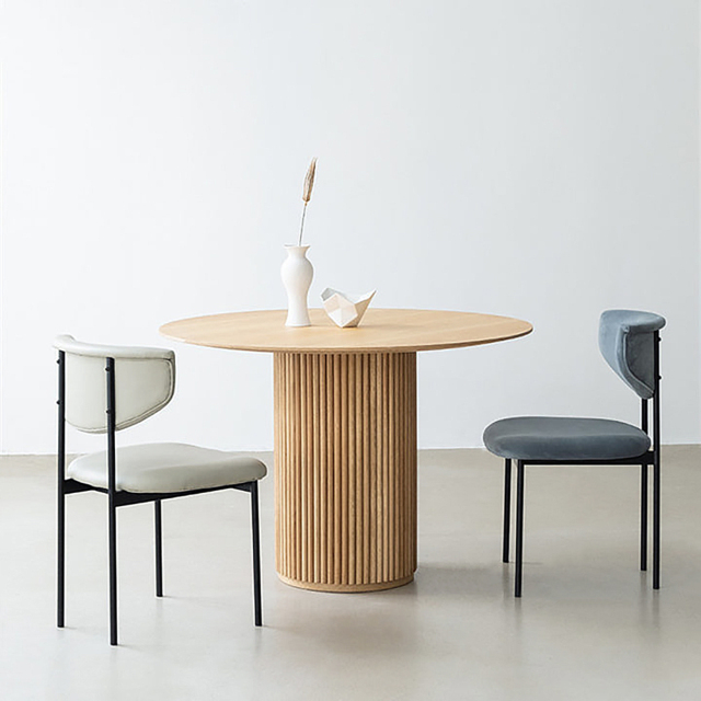 Japandi 1000mm Round Wood Dining Table for 4 Person Natural Pedestal Base - image 1