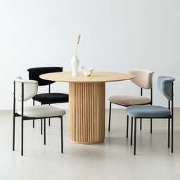 Japandi 1000mm Round Wood Dining Table for 4 Person Natural Pedestal Base - thumbnail 2