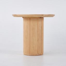 Japandi 1000mm Round Wood Dining Table for 4 Person Natural Pedestal Base - thumbnail 9