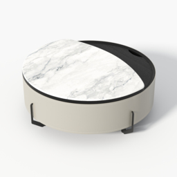 Round Lift-Top Coffee Table with Modern Faux Marble Tabletop and Leather Side - thumbnail 9