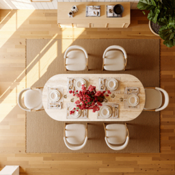 180cm Faux Travertine Oval Dining Table with Fluted Base & Storage - thumbnail 6