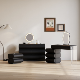 Leather Humply Modern Black 6 Drawer Dresser Chest with Storage Cabinet - thumbnail 7