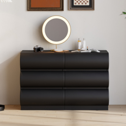 Leather Humply Modern Black 6 Drawer Dresser Chest with Storage Cabinet - thumbnail 2