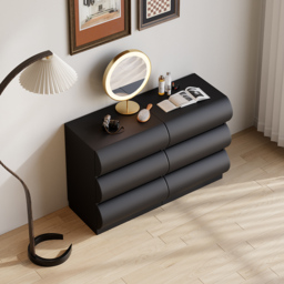 Leather Humply Modern Black 6 Drawer Dresser Chest with Storage Cabinet - thumbnail 3