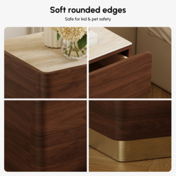 Hovra 2-Drawer Nightstand with Charging Station & Travertine Sintered Stone Top - thumbnail 8