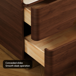 Hovra 2-Drawer Nightstand with Charging Station & Travertine Sintered Stone Top - thumbnail 9