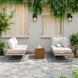 4 Seater Modular Outdoor Acacia Sectional Sofa Set with Cushion and Table, 3 PCS Versatile L-Shaped Garden Lounge Sofa Patio Furniture Set - thumbnail 3