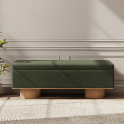 Teddy Fabric Fluffy Faux Fur Flip Top Wood Storage Entryway Bench - thumbnail 2