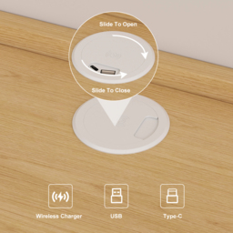 Wooden Floating Nightstand Modern Bedside Table with Charging Station - thumbnail 5