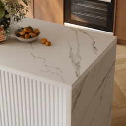 Modern 127 cm Glossy Sintered Stone Kitchen Island with Storage, White - thumbnail 8