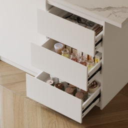 Modern 127 cm Glossy Sintered Stone Kitchen Island with Storage, White - thumbnail 9