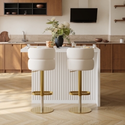 Modern 127 cm Glossy Sintered Stone Kitchen Island with Storage, White - thumbnail 2