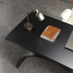 Industrial Black Rectangular Writing Desk Solid Wood Metal Base Home Office Desk Office Furniture (1600mm ) - thumbnail 5