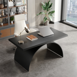 Industrial Black Rectangular Writing Desk Solid Wood Metal Base Home Office Desk Office Furniture (1600mm ) - thumbnail 3