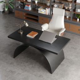 Industrial Black Rectangular Writing Desk Solid Wood Metal Base Home Office Desk Office Furniture (1600mm ) - thumbnail 4