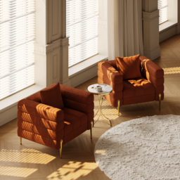 Boucle Accent Chair Modern Modular Arm Chair Set of 2 - thumbnail 2