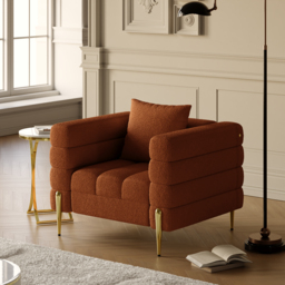 Boucle Accent Chair Modern Modular Arm Chair Set of 2 - thumbnail 7