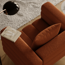 Boucle Accent Chair Modern Modular Arm Chair Set of 2 - thumbnail 9