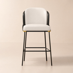 Modern PU Leather Bar Stool Black with Back & Footrest - thumbnail 8