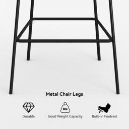 Modern PU Leather Bar Stool Black with Back & Footrest - thumbnail 5