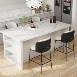 Modern PU Leather Bar Stool Black with Back & Footrest - thumbnail 2